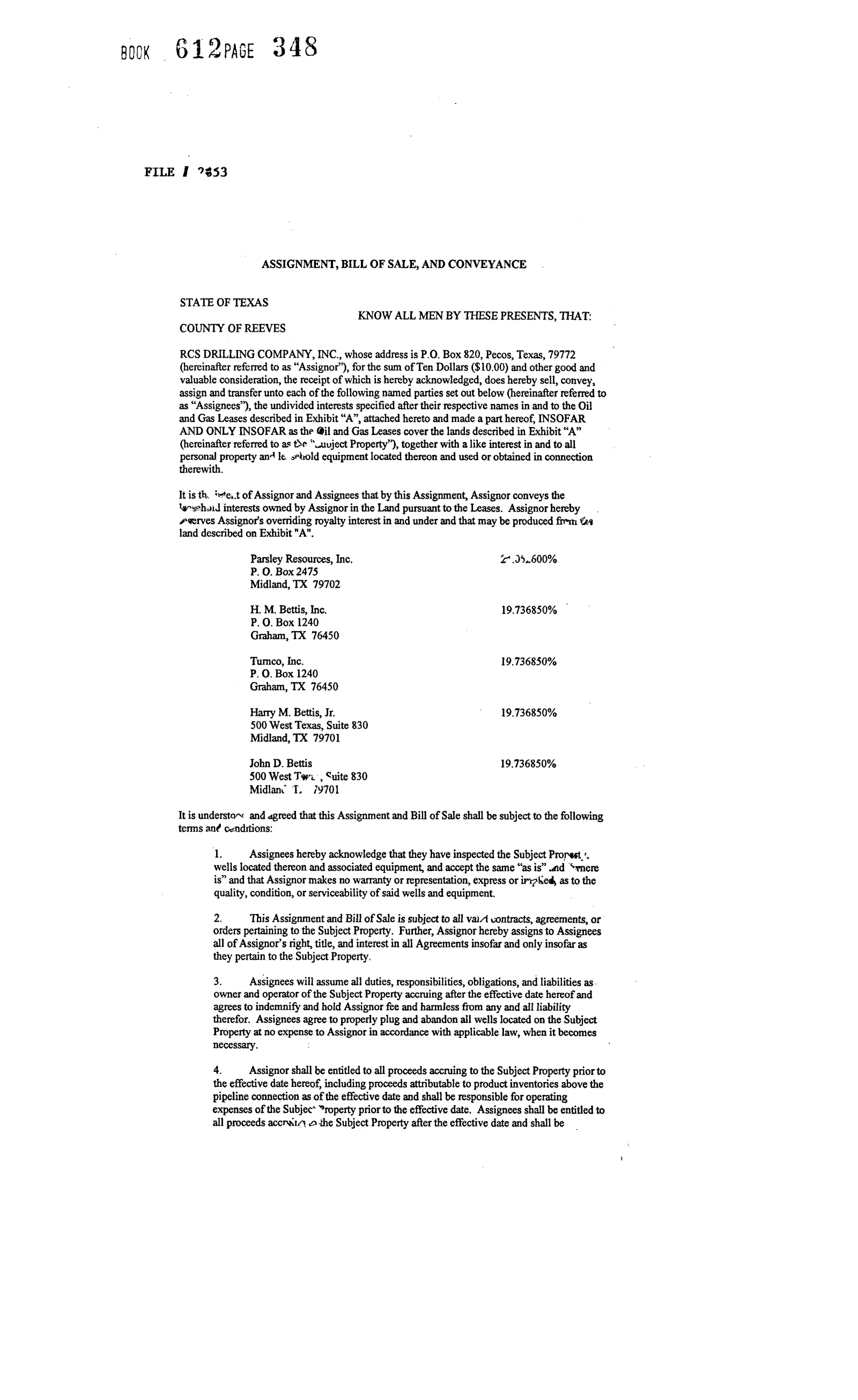Rcs Drilling Company Inc. - Recorded A/Bs/C (Doc #20604045)